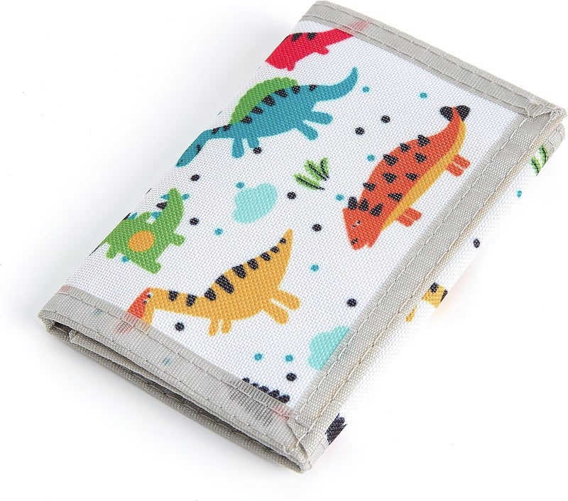 Nitort Wallet, Canvas Outdoor Sports Wallets for Kid, Lovely Wallet with Zipper for Kids- Front Pocket Wallet with Magic Sticker for Children Dinosaur 01 - Image 2